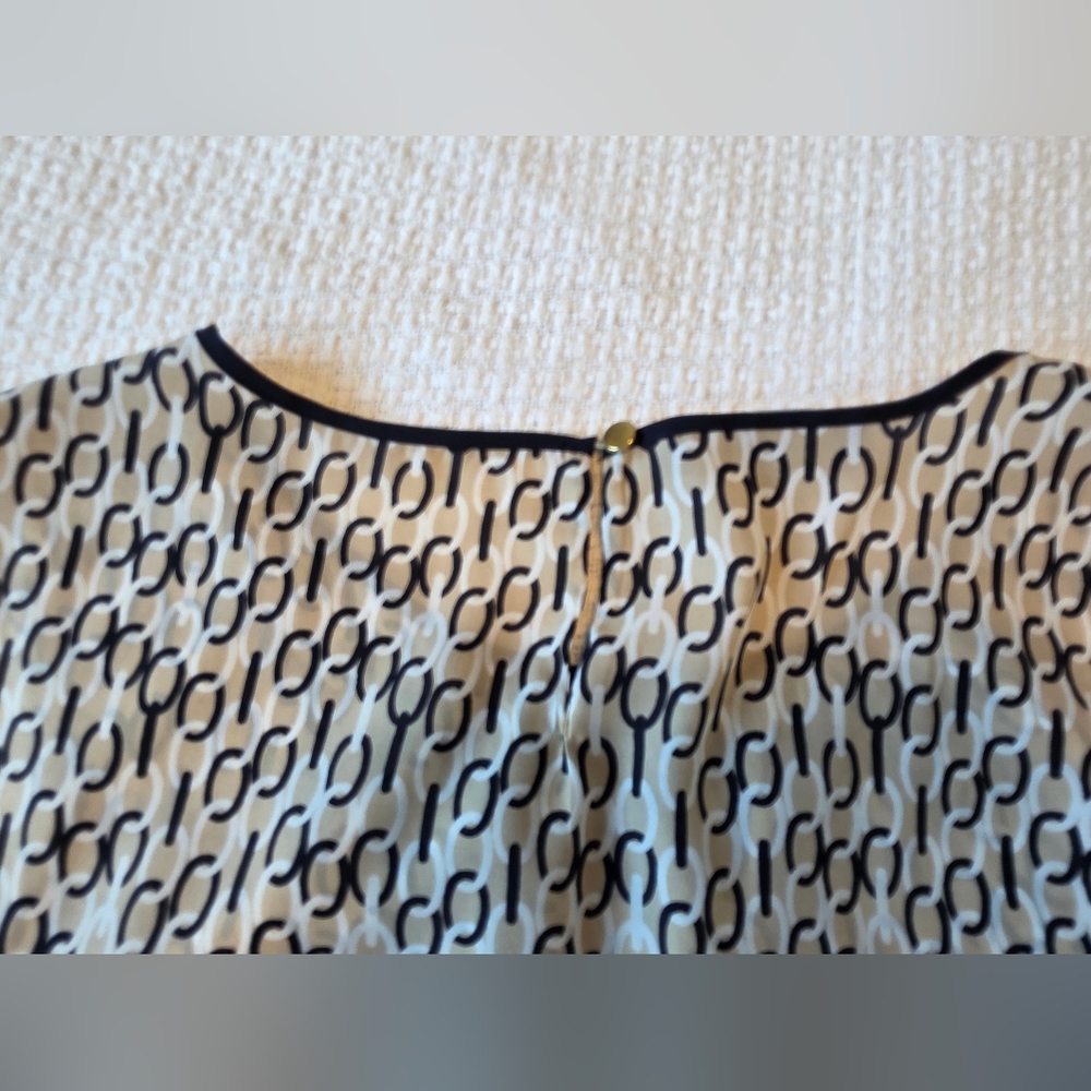 Jones New York Woman Sleeveless Blouse 16W Black Beige Geometric Chain Print - Picture 4 of 7